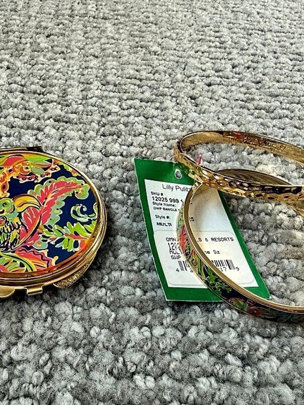 Lilly Pulitzer Floral Compact & Bangle Set Gold & Blue